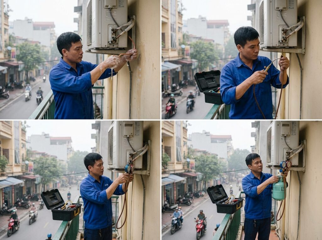 điều hòa bị rò rỉ khí gas